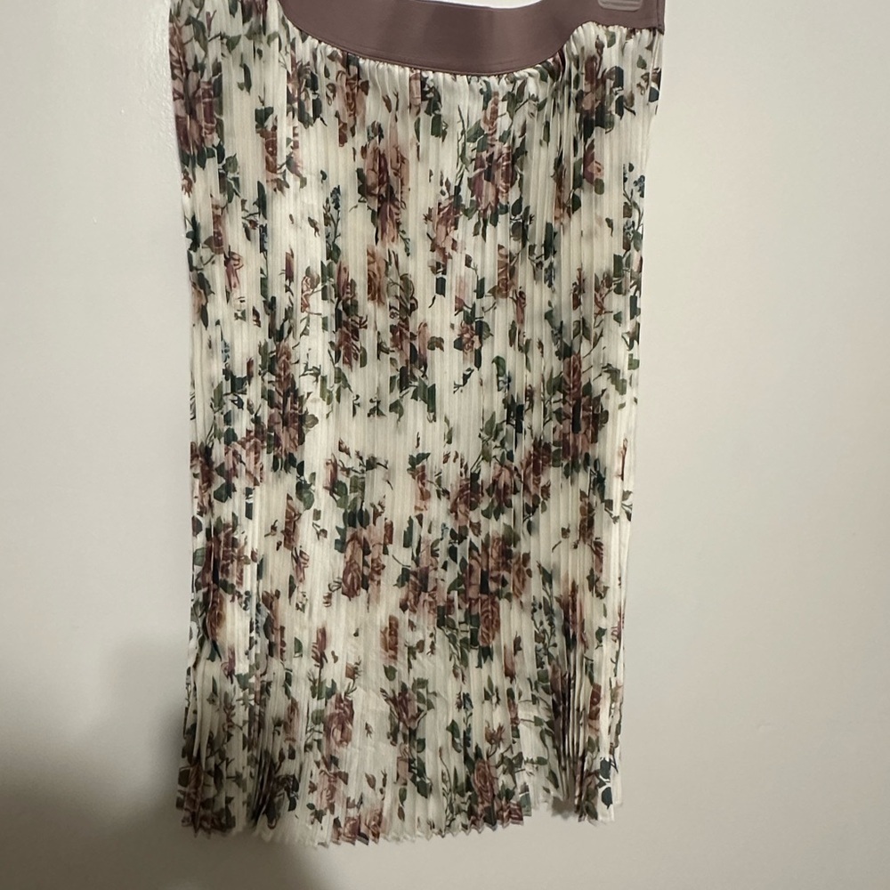LuLaRoe Lavender Floral Pencil Skirt - Cream and Brown
